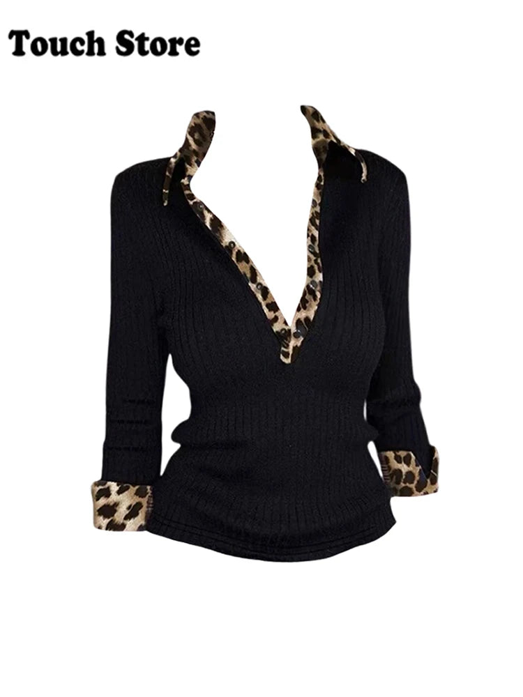 Wild Chic Contrast Knit Top