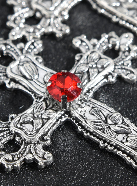 Gothic Bloodstone Cross Necklace