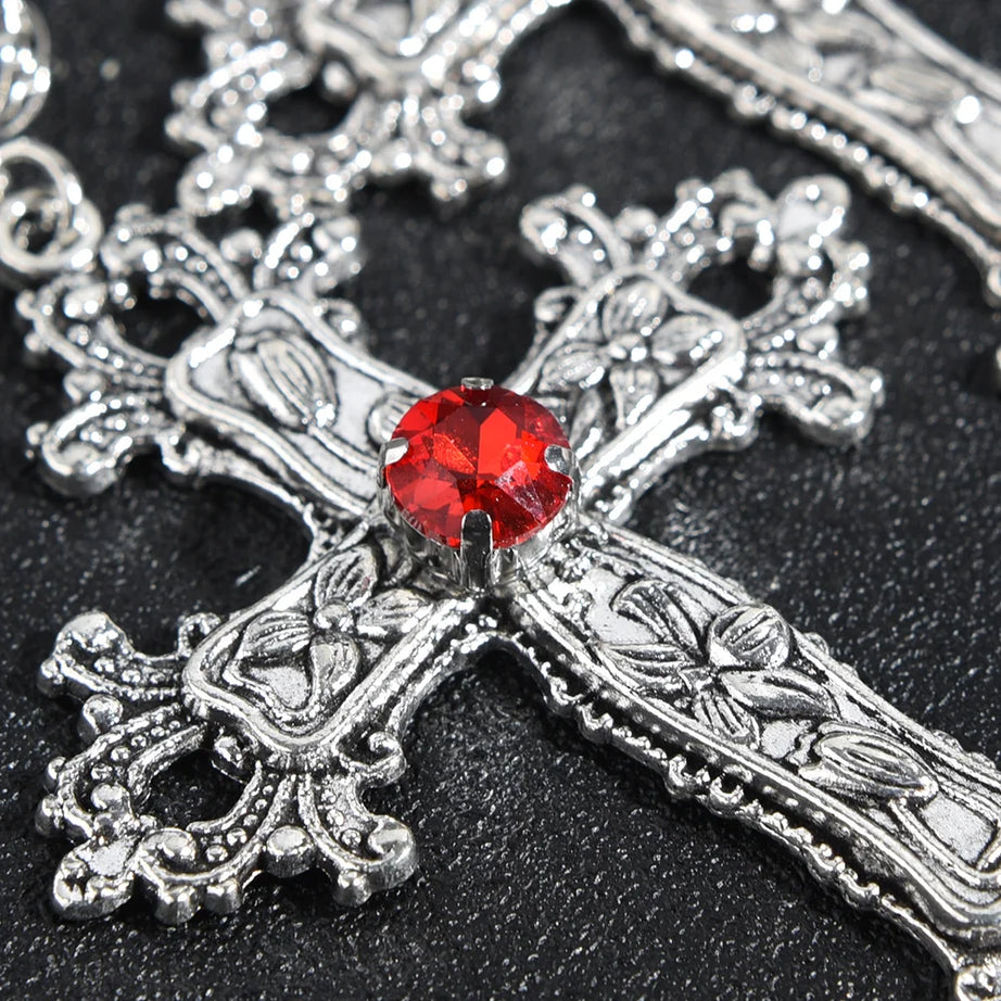 Gothic Bloodstone Cross Necklace