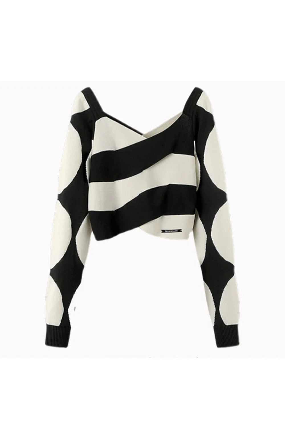 Monochrome Wave Cropped Sweater