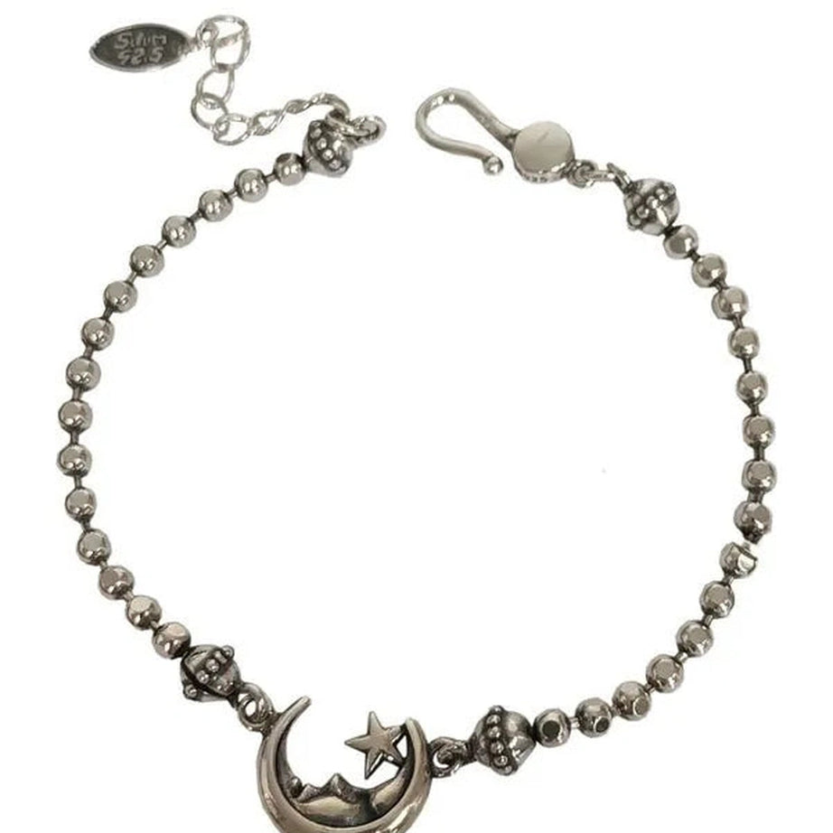 Celestial Moon & Star Silver Bracelet