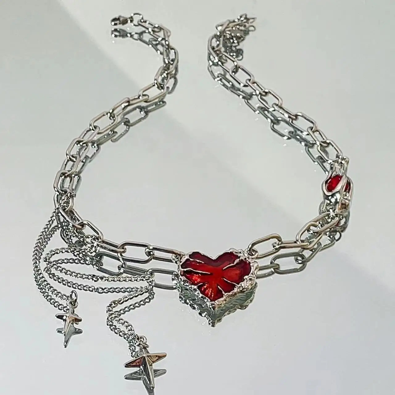 Crimson Shattered Heart Necklace