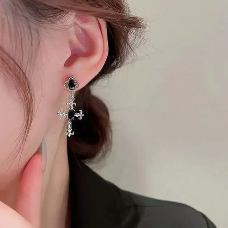 Gothic Cross Gemstone Earrings