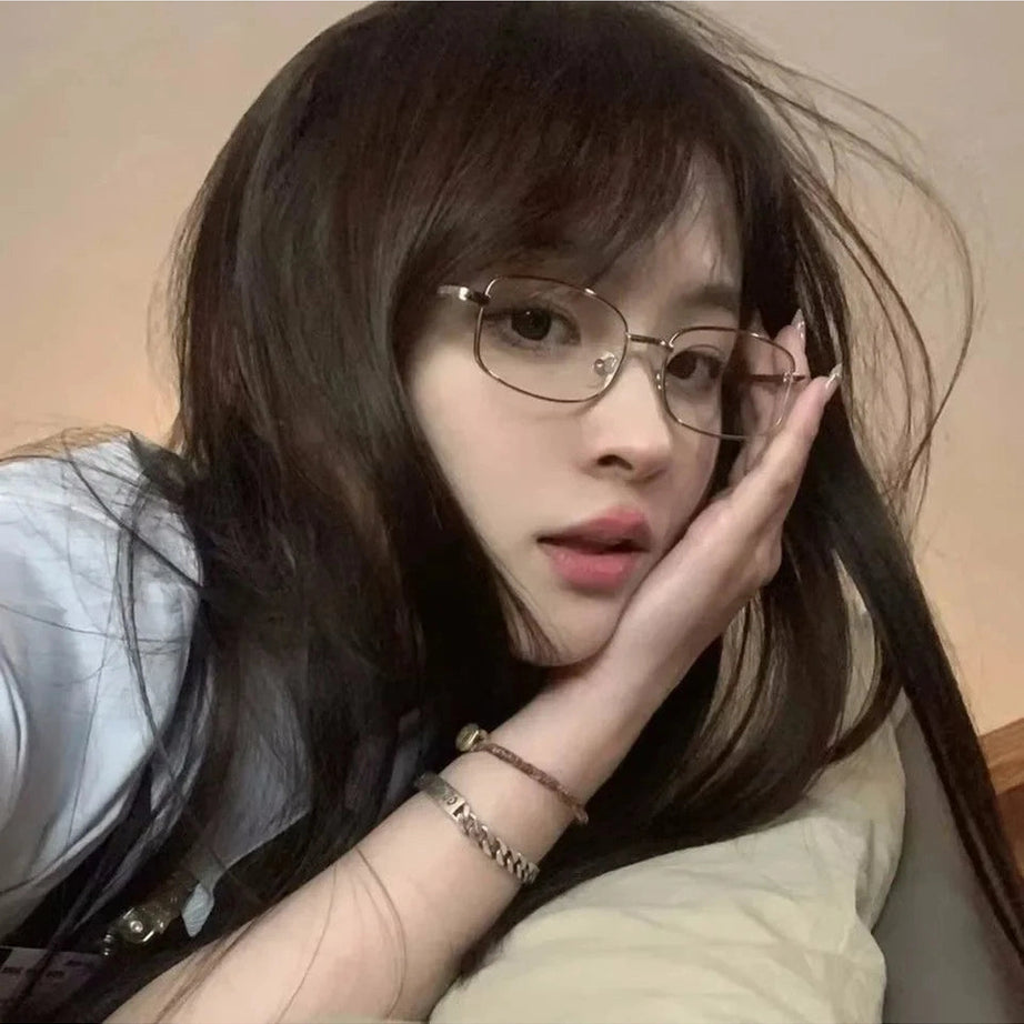 Y2k Harajuku Small Square Frame Glasses Women Retro Metal Eyeglasses Clear Reading Spectacle Blue Light Blocking Eyewear