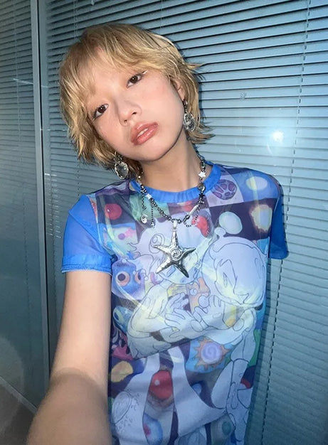 Transparentes T-Shirt „Cosmic Vision“