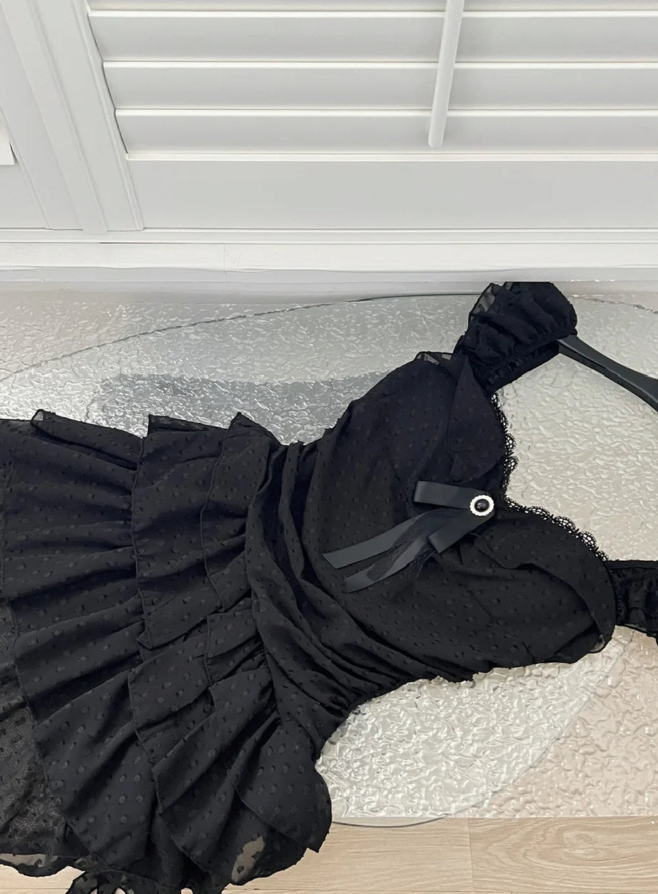 Gothic-Minikleid mit Spitzenabschluss
