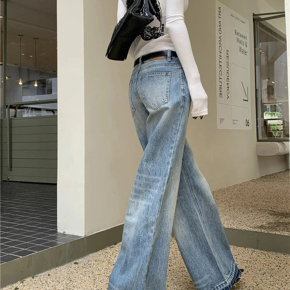 Y2k High-Waisted Wide-Leg Jeans