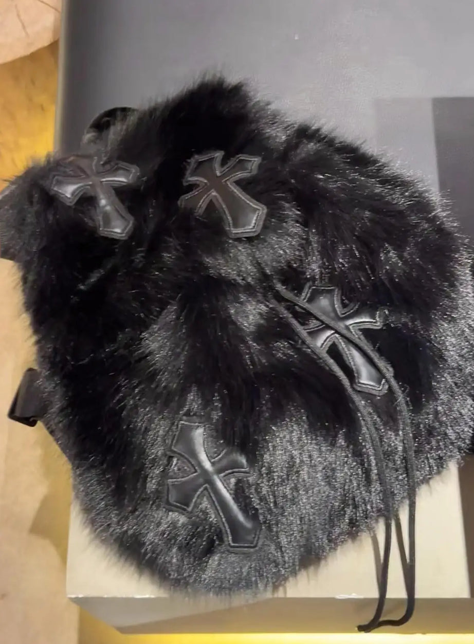Velvet Sin Fuzzy Cross Rucksack
