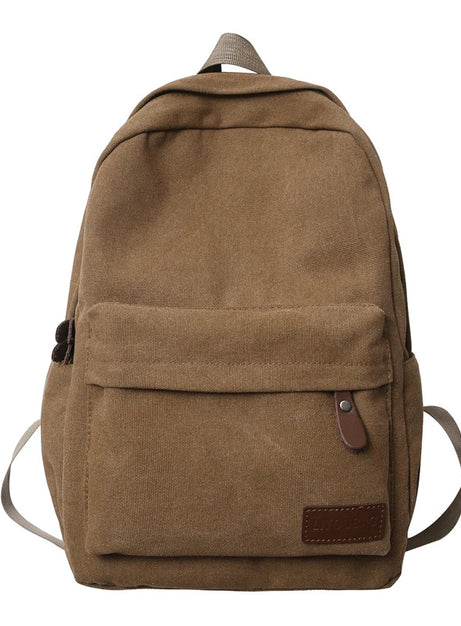 Klassisk sandfärgad canvasryggsäck