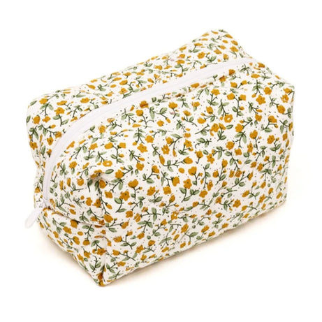 Floral Bloom Quilted Makeup Bag
