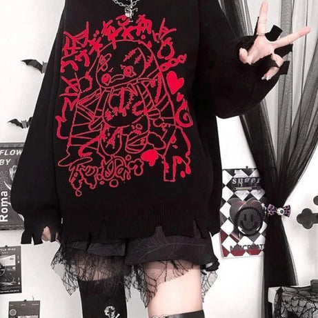 Cursed Doll Graphic Sweater