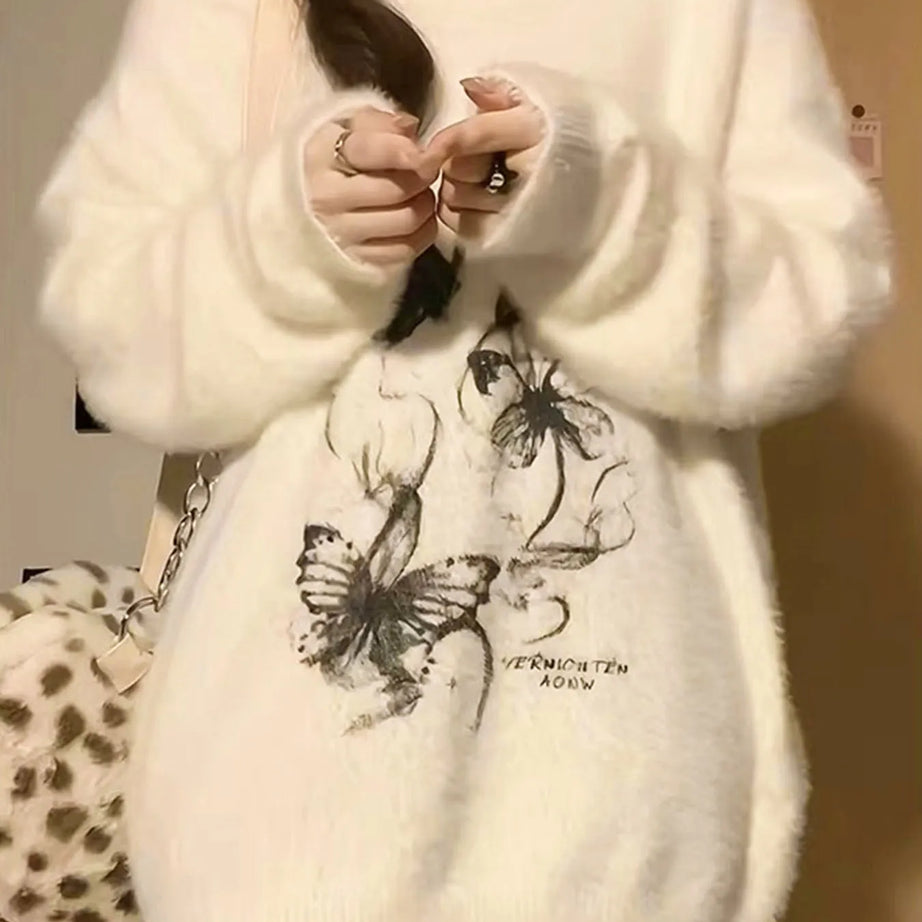 Ethereal Butterfly Fuzzy Sweater