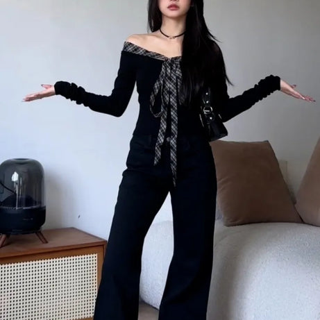 Plaid Promise Off-Shoulder Top