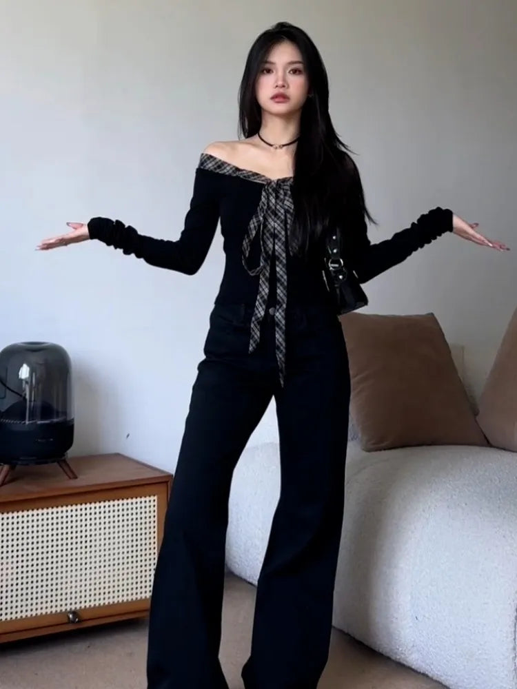 Plaid Promise Off-Shoulder Top