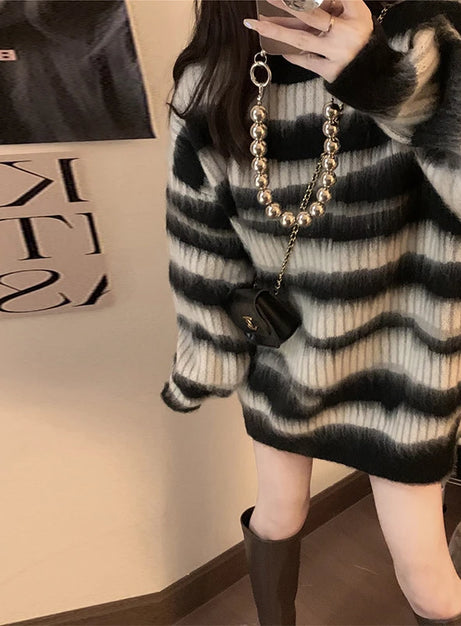 Monochrome Tie-Dye Oversized Sweater