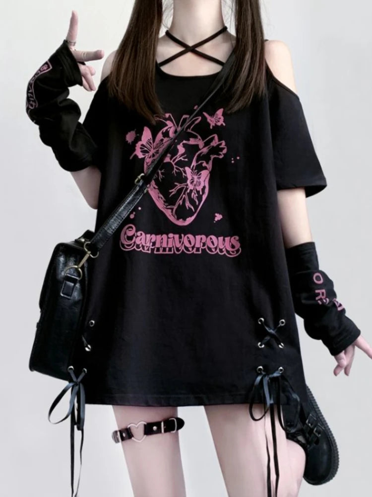 Lace-Up Anatomical Graphic Top