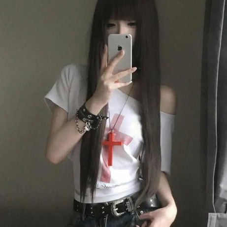 Fallen Faith Off-Shoulder T-Shirt