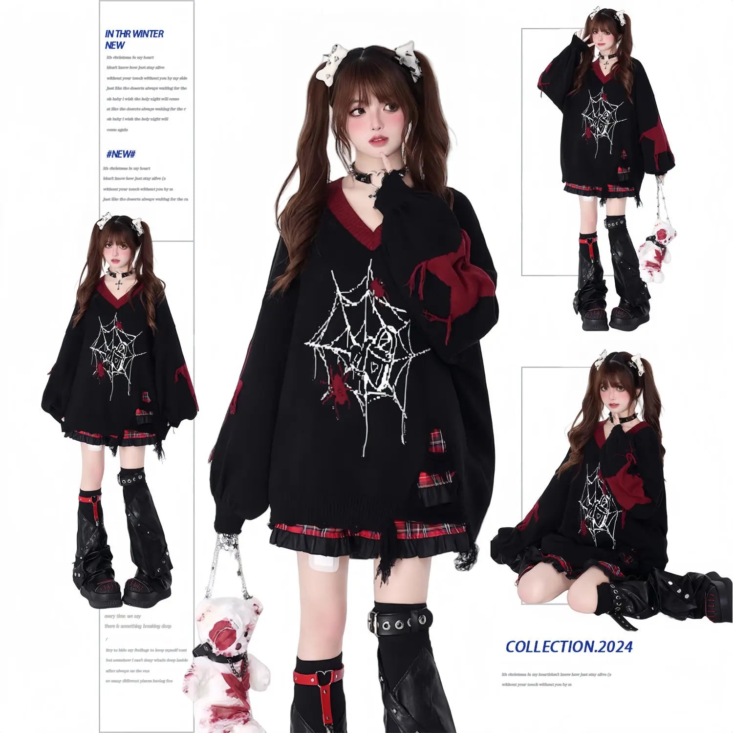 Oversized Edgy Heart Graphic Sweater