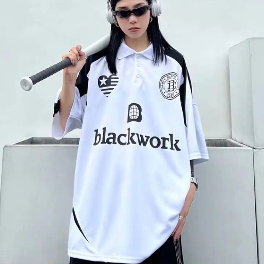 Y2k Baseball Letter Print Retro T-shirt