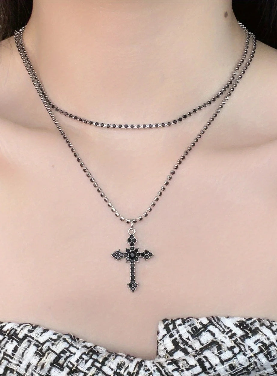 Silver Baroque Cross Necklace