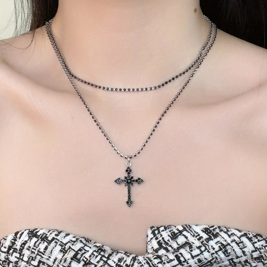 Silver Baroque Cross Necklace