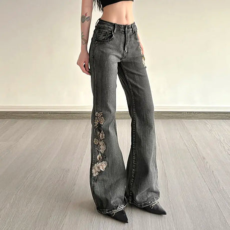 Midnight Bloom Flare Jeans