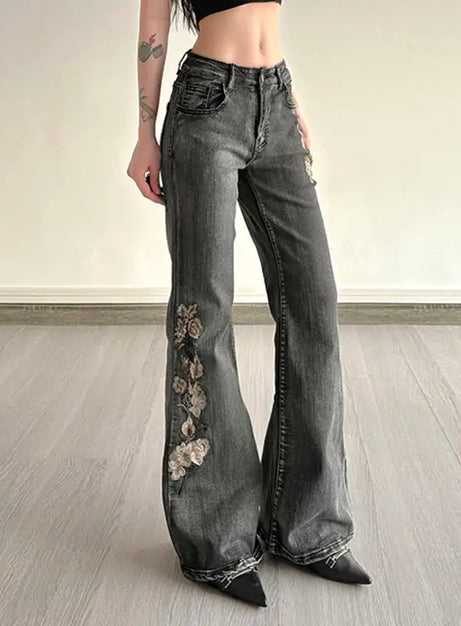 Midnight Bloom Flare Jeans