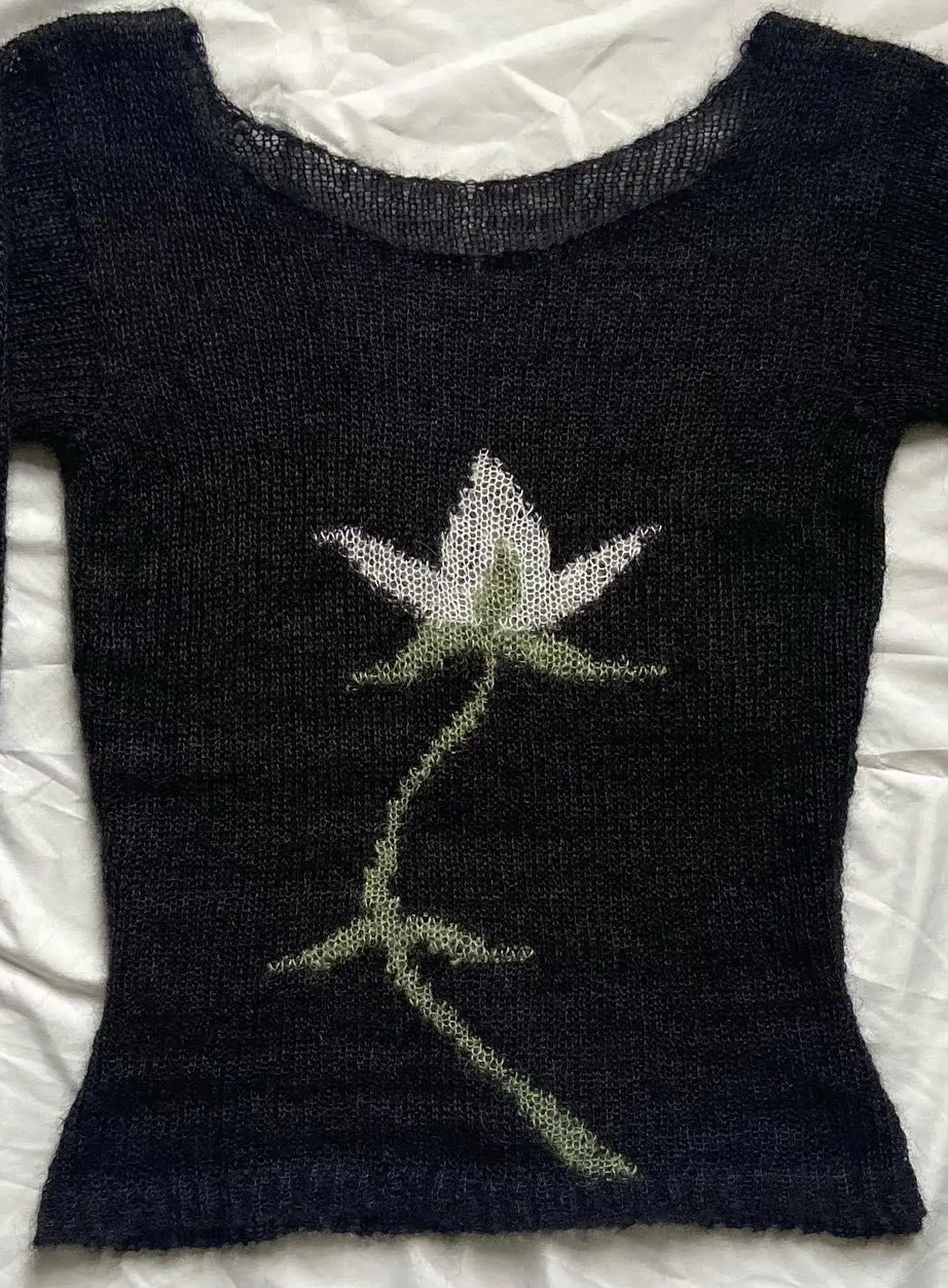 Midnight Bloom Knit Sweater