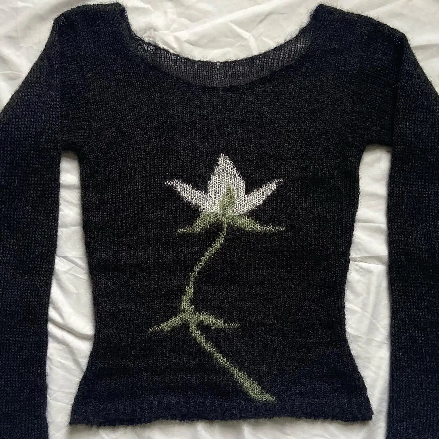 Midnight Bloom Knit Sweater
