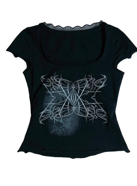 Gothic Butterfly Lace-Up Top