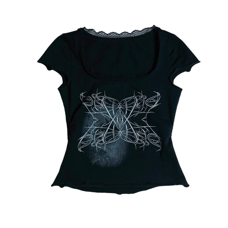 Gothic Butterfly Lace-Up Top
