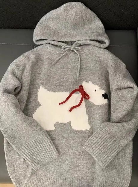 Cozy Polar Charm Knit Hoodie