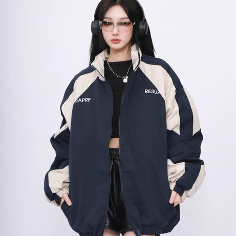 Two-Tone Oversized Windbreaker Jacket