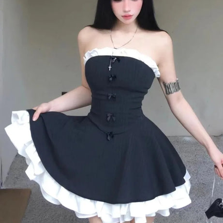 Gothic Ruffle Mini Dress