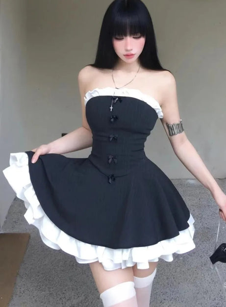 Gothic-Minikleid mit Rüschen