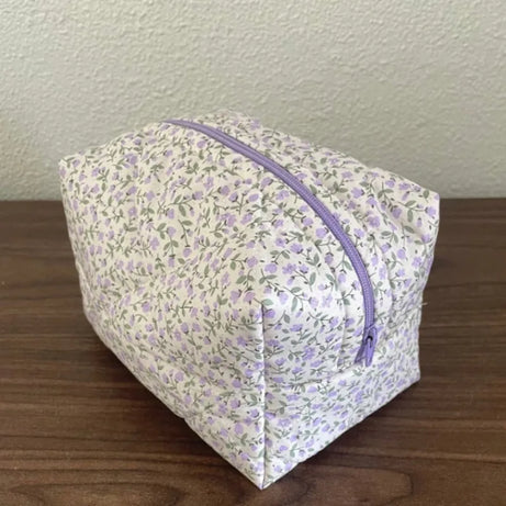 Floral Bloom Quilted Makeup Bag