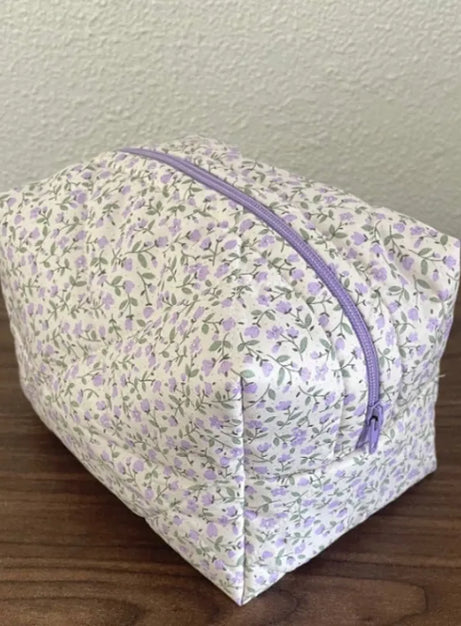 Floral Bloom Quilted Makeup Bag