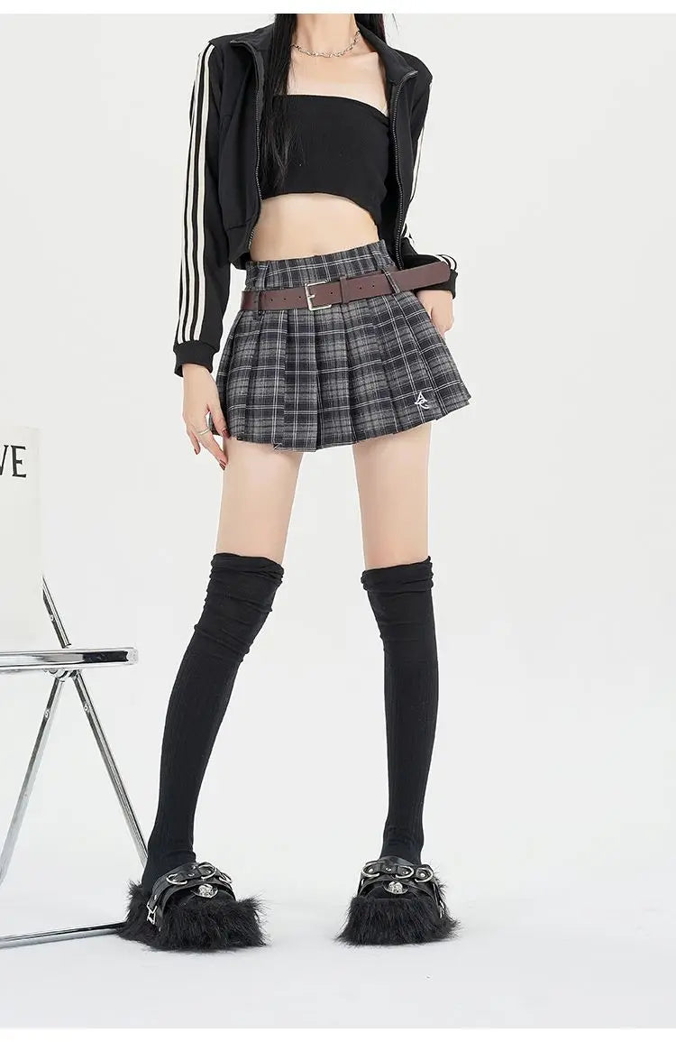 Mocha Grunge Pleated Skirt