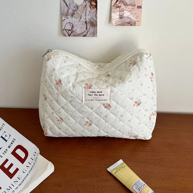 Soft Checkered Makeup Bag