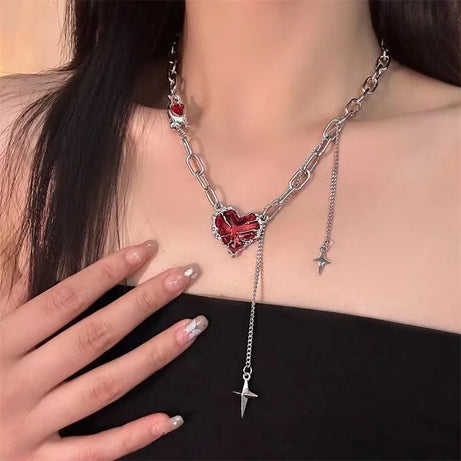 Crimson Shattered Heart Necklace