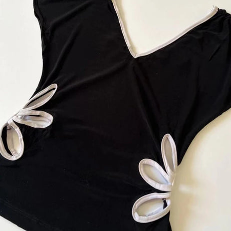 Petal Cutout V-Neck Top