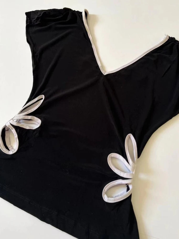 Petal Cutout V-Neck Top