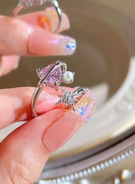 Pink Love Crystal Rings