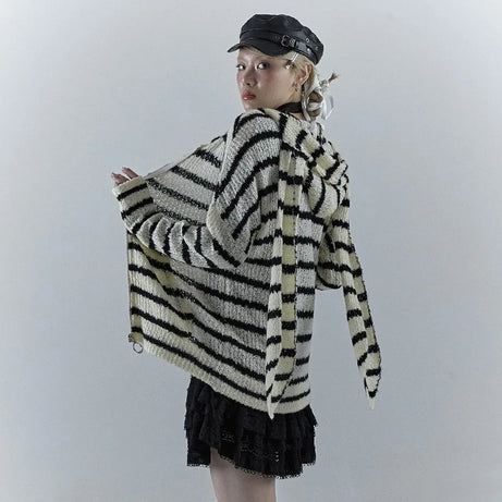 Striped Bunny Zip Hoodie