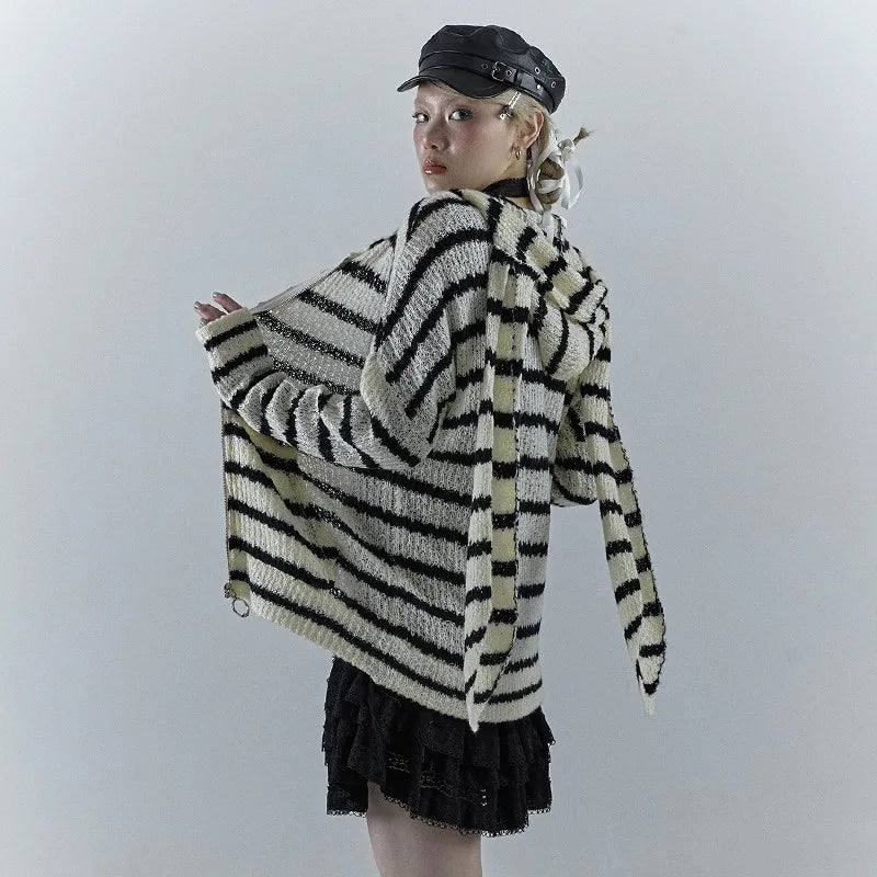 Striped Bunny Zip Hoodie