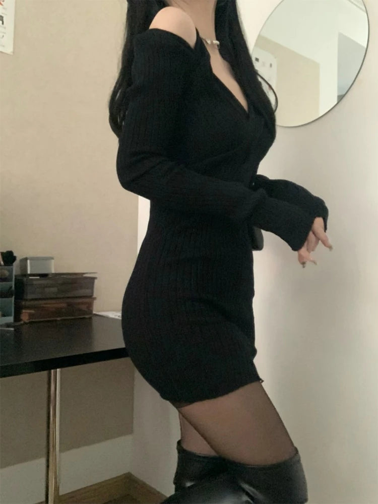 Off-Shoulder Knit Mini Dress