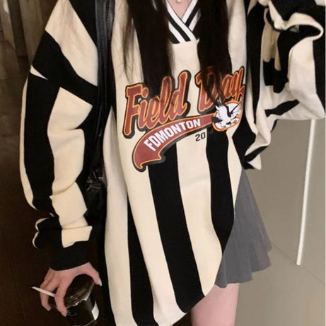 Striped Varsity Graphic Sweater