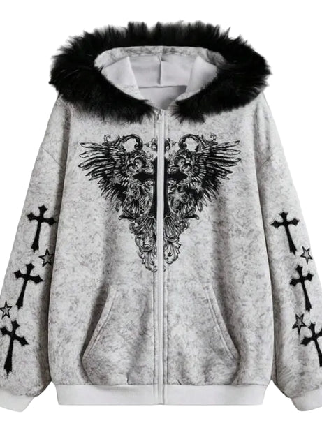 Fallen Grace Cross Zip Hoodie