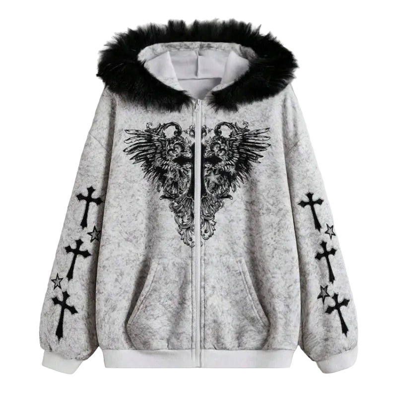 Fallen Grace Cross Zip Hoodie
