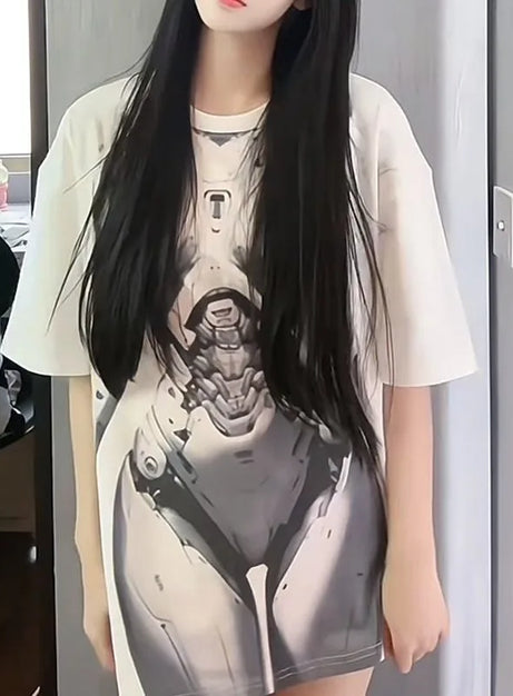 Oversize-T-Shirt mit Cyber ​​Armor-Grafik